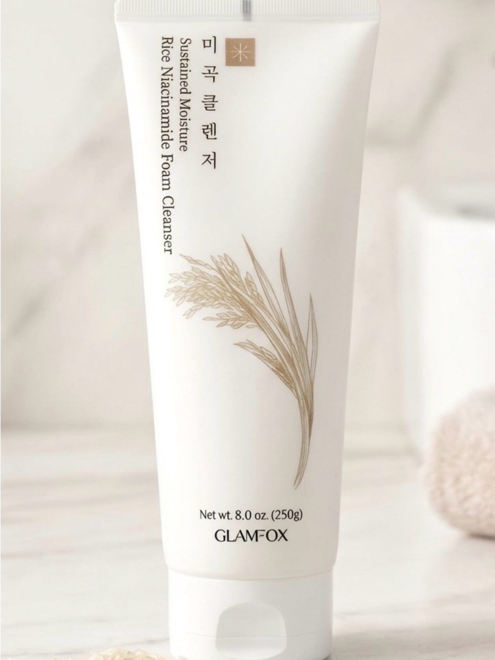 GLAMFOX Cream & Gold Rice Niacinamide Foam Cleanser 8.0oz